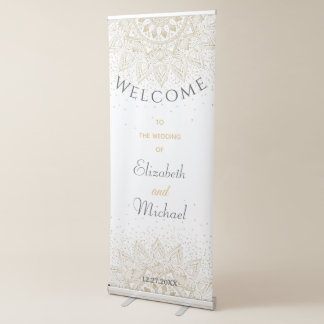 Elegant Gold Mandala Confetti Design Retractable Banner