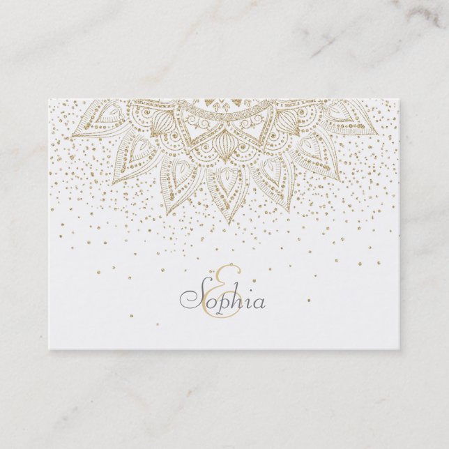 Elegant Gold Mandala Dots Design Business Card (Front)
