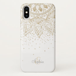 Elegant Gold Mandala Dots Design iPhone X Case