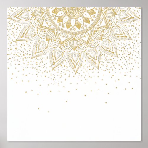 Elegant Gold Mandala Dots Design Foil Prints