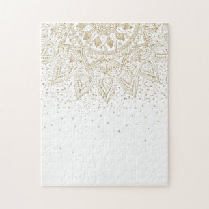 Elegant Gold Mandala Dots Design Jigsaw Puzzle