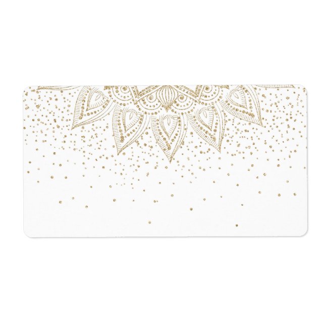 Elegant Gold Mandala Dots Design Label (Front)