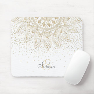 Elegant Gold Mandala Dots Design Mouse Pad