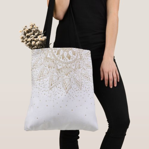 Elegant Gold Mandala Dots Design Tote Bag