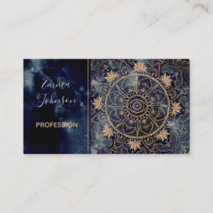 Elegant Gold Mandala Eye Sun Moon Navy Blue Business Card