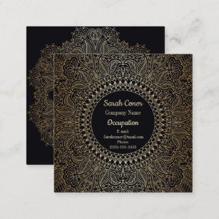 Elegant Gold Mandala Front/Back Square Business Card