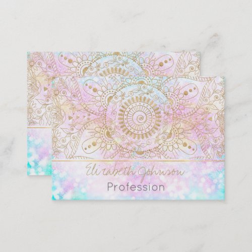 Elegant Gold Mandala  Holographic Glitter Design Business Card