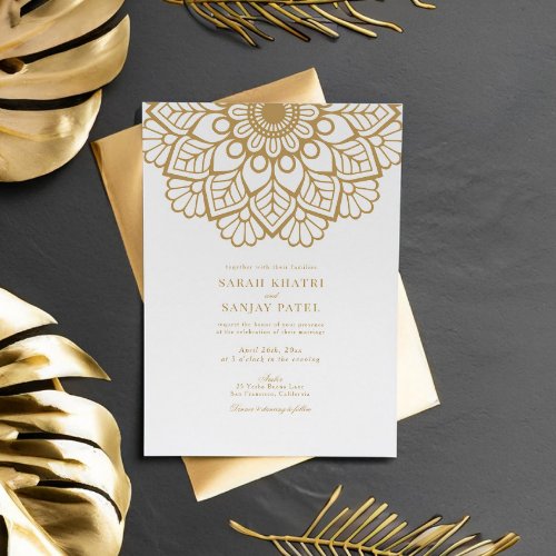 Elegant Gold Mandala Indian Wedding Invitation