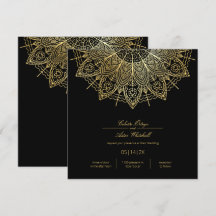 Elegant Gold Mandala Simple Black Wedding