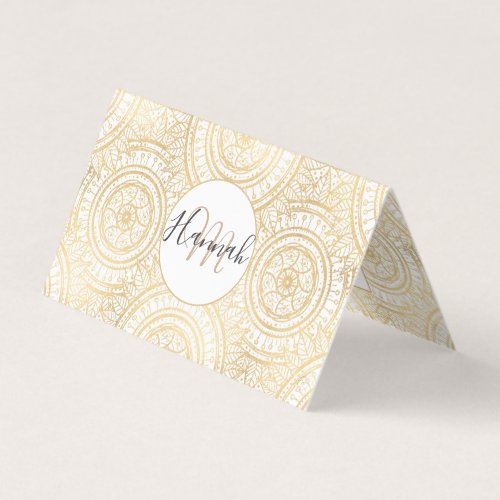 Elegant Gold Mandala Sunflower White Pattern Business Card
