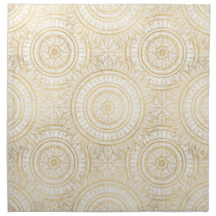 Elegant Gold Mandala Sunflower White Pattern Cloth Napkin