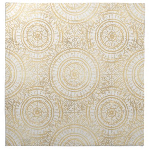 Elegant Gold Mandala Sunflower White Pattern Cloth Napkin