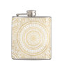 Elegant Gold Mandala Sunflower White Pattern Flask