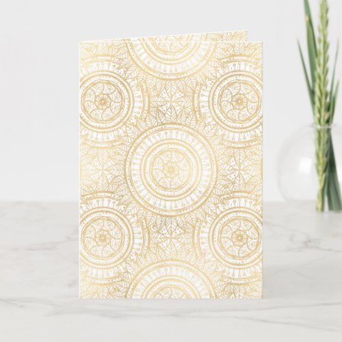 Elegant Gold Mandala Sunflower White Pattern Holiday Card