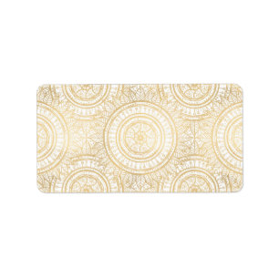 Elegant Gold Mandala Sunflower White Pattern Label