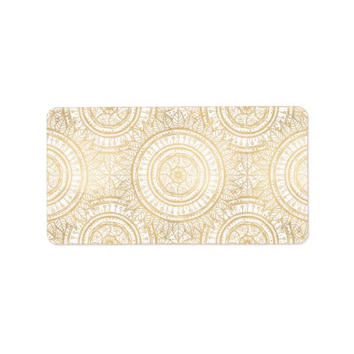 Elegant Gold Mandala Sunflower White Pattern Label