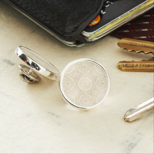 Elegant Gold Mandala Sunflower White Pattern Lapel Pin