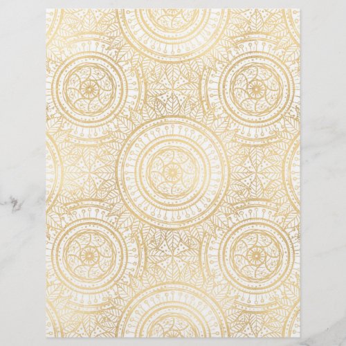Elegant Gold Mandala Sunflower White Pattern Letterhead