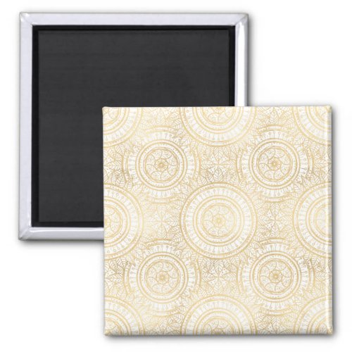Elegant Gold Mandala Sunflower White Pattern Magnet