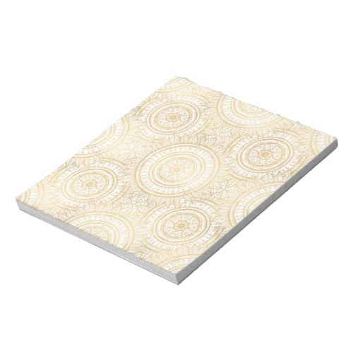 Elegant Gold Mandala Sunflower White Pattern Notepad