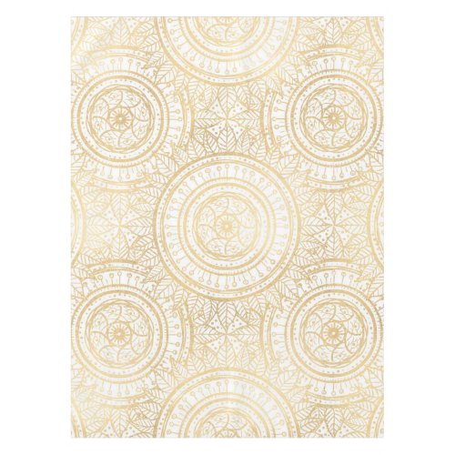 Elegant Gold Mandala Sunflower White Pattern Tablecloth