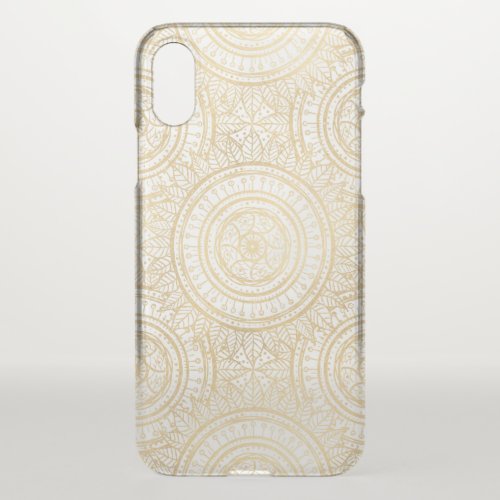 Elegant Gold Mandala Sunflower White Pattern iPhone X Case