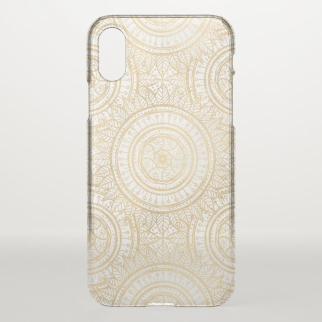Elegant Gold Mandala Sunflower White Pattern Uncommon iPhone Case (Back)