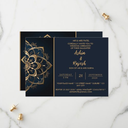 Elegant Gold Mandala Wedding Invitation