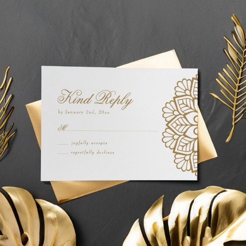 Elegant Gold Mandala Wedding Response RSVP Card