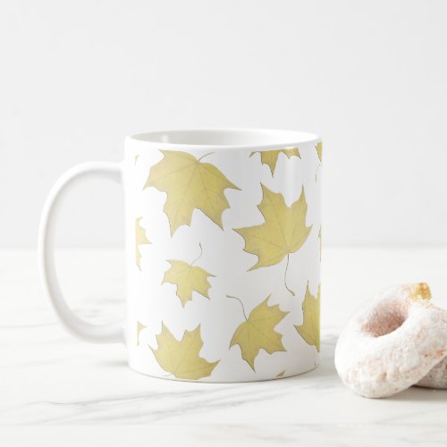 Elegant Gold Maple Leaf Pattern Coffee Mug