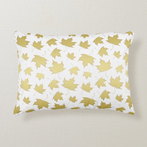 Elegant Gold Maple Leaves Pattern Accent Pillow