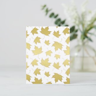 Elegant Gold Maple Leaves Postcard