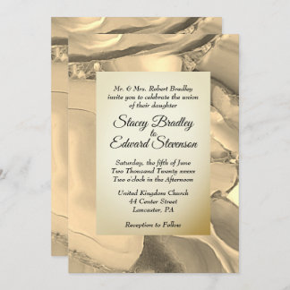 Elegant Gold Marble Agate Wedding Invitation
