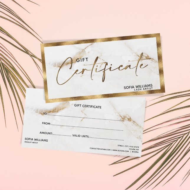 Elegant gold marble Certificate Gift Card (Creator Uploaded)