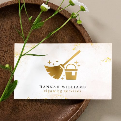 Elegant Gold Marble Cleaning Services  Business Card