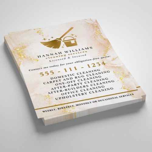Elegant Gold Marble Cleaning Services  Flyer