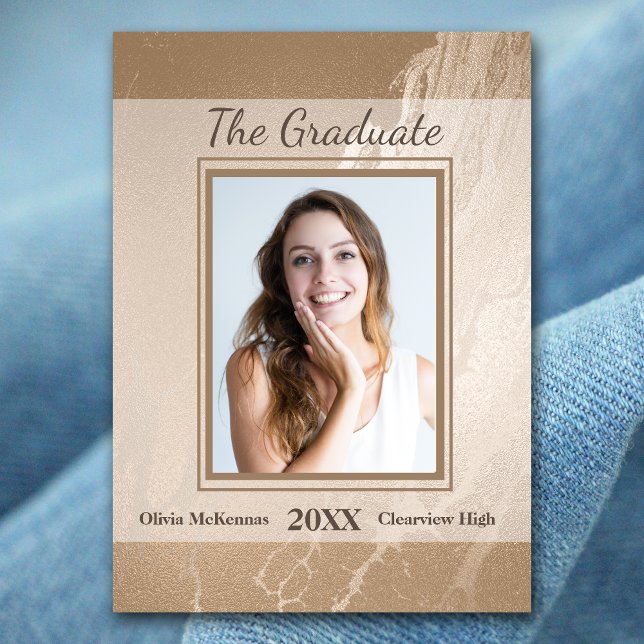 Elegant Gold Marble Modern Graduation Announcement (Creator Uploaded)