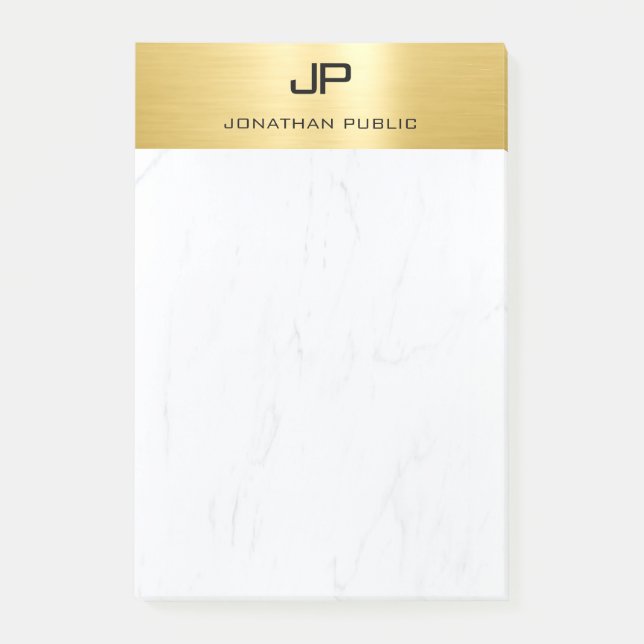 Elegant Gold Marble Modern Minimalist Template Post-it Notes (Front)