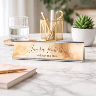 Elegant Gold Marble Professional Business Desk Name Plate