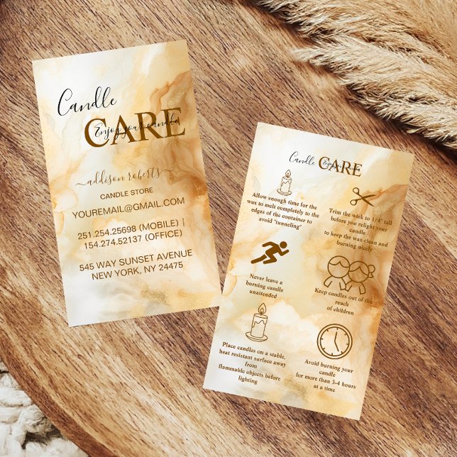 Elegant Gold Marble Professional Candle Care Business Card (Creator Uploaded)