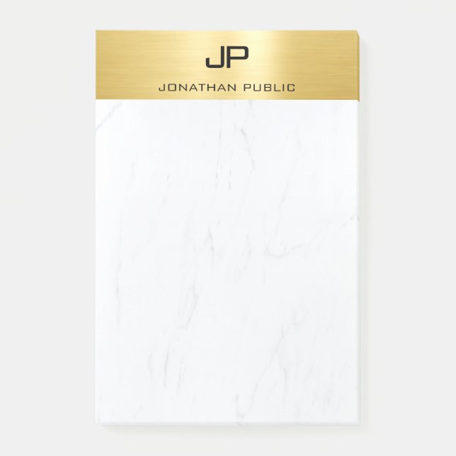 Elegant Gold Marble Simple Modern Trendy Template Post-it Notes (Front)