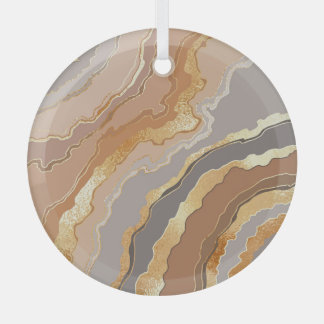 Elegant Gold Marble: Stylized Background. Glass Ornament