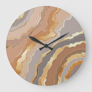 Elegant Gold Marble: Stylized Background. Large Clock