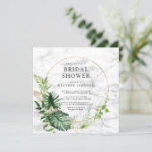 Elegant Gold Marble Tropical Wreath Square Shower Invitation (Standing Front)
