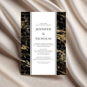 Elegant Gold Marble Virtual Wedding Invitation