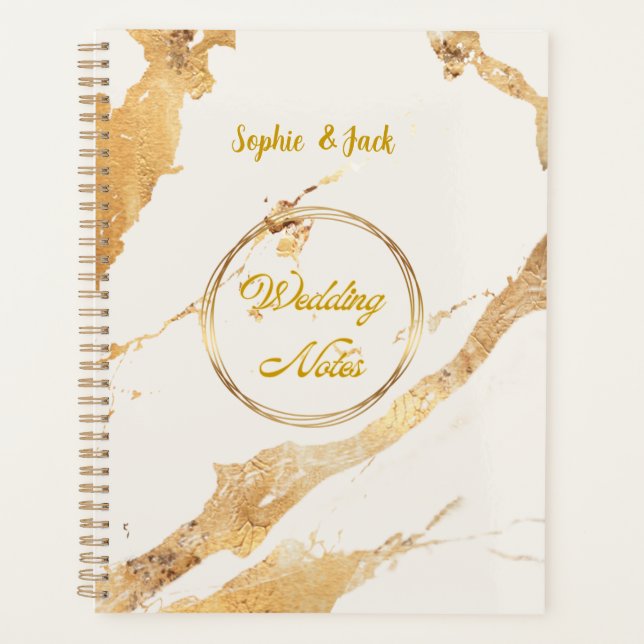 Elegant Gold Marble Wedding Notes Notebook  (Front)