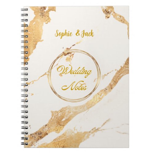 Elegant Gold Marble Wedding Notes Notebook 