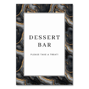 Elegant Gold Marbled Dessert Bar Sign Table Number