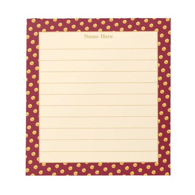 Elegant Gold & Maroon Frame Lined Notepad (Front)