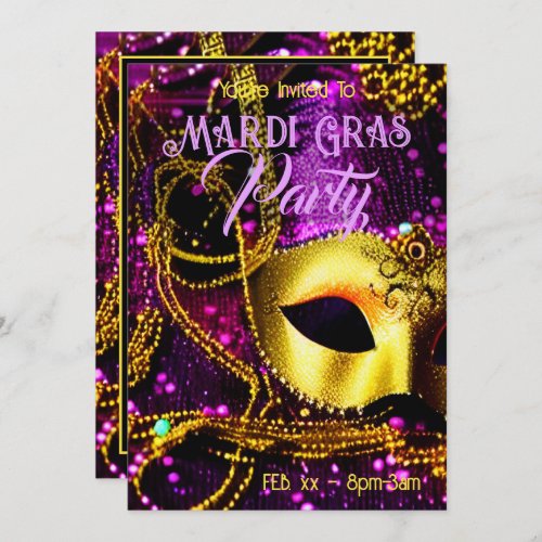Elegant Gold Mask Invitation